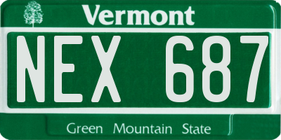 VT license plate NEX687