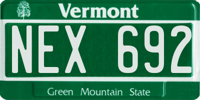 VT license plate NEX692