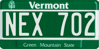 VT license plate NEX702