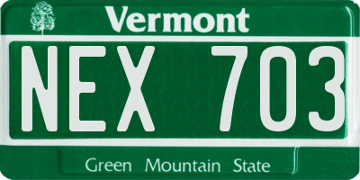 VT license plate NEX703