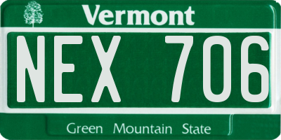 VT license plate NEX706