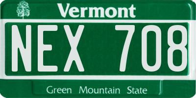 VT license plate NEX708
