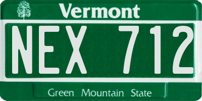 VT license plate NEX712
