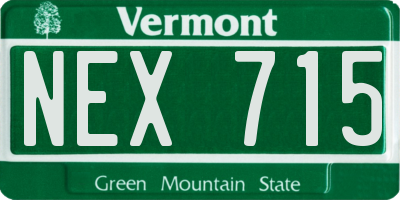 VT license plate NEX715