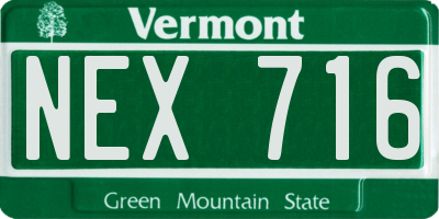 VT license plate NEX716