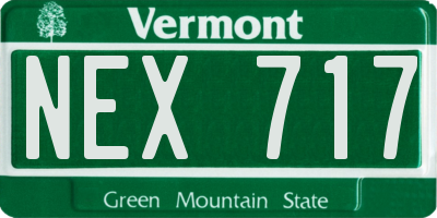 VT license plate NEX717