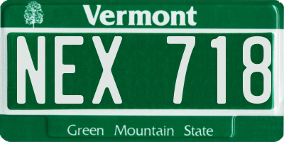 VT license plate NEX718