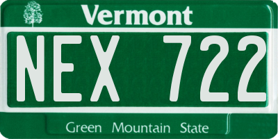 VT license plate NEX722