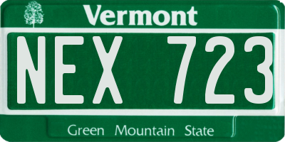 VT license plate NEX723