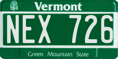 VT license plate NEX726