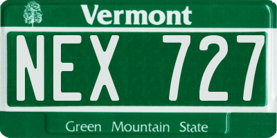 VT license plate NEX727