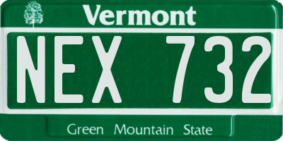 VT license plate NEX732