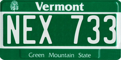 VT license plate NEX733