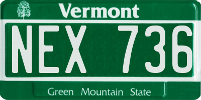 VT license plate NEX736