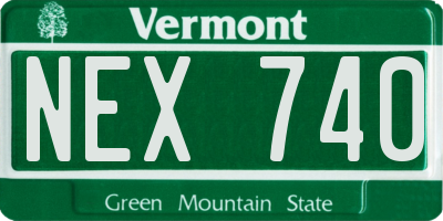 VT license plate NEX740