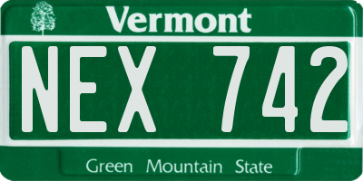 VT license plate NEX742