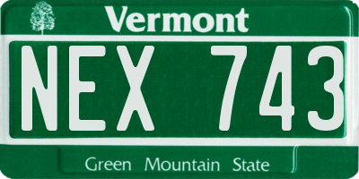 VT license plate NEX743
