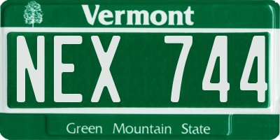 VT license plate NEX744