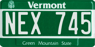 VT license plate NEX745
