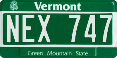 VT license plate NEX747
