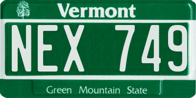 VT license plate NEX749