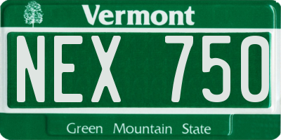 VT license plate NEX750