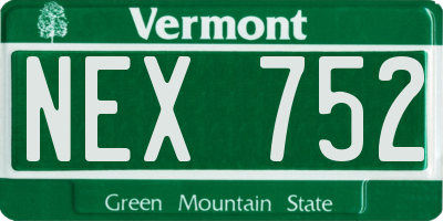 VT license plate NEX752