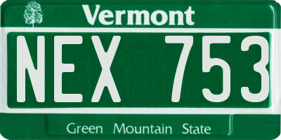 VT license plate NEX753