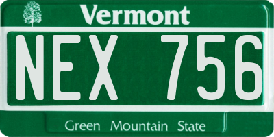 VT license plate NEX756