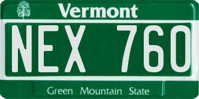 VT license plate NEX760