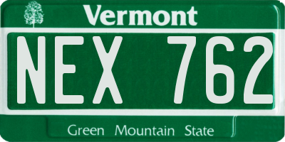 VT license plate NEX762