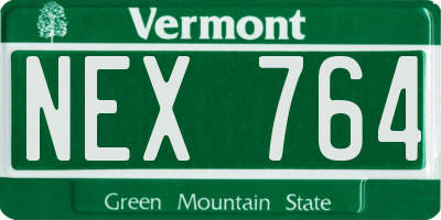 VT license plate NEX764