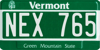 VT license plate NEX765