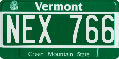 VT license plate NEX766