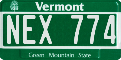 VT license plate NEX774