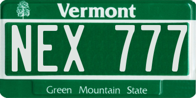 VT license plate NEX777