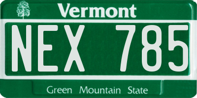 VT license plate NEX785
