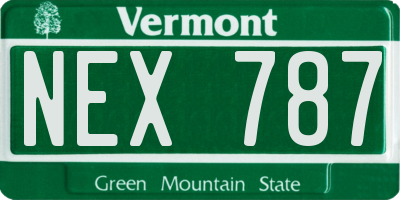 VT license plate NEX787