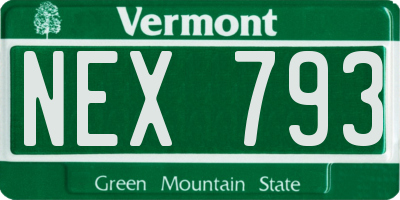 VT license plate NEX793