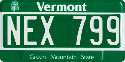 VT license plate NEX799