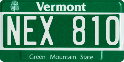 VT license plate NEX810