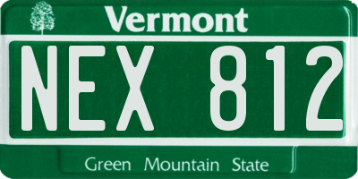 VT license plate NEX812
