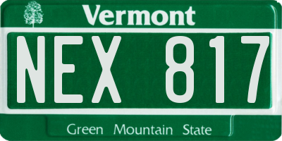 VT license plate NEX817