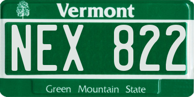 VT license plate NEX822