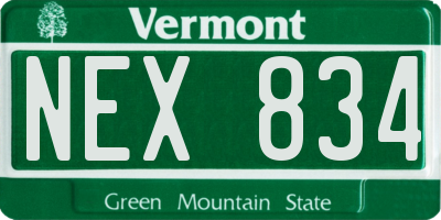 VT license plate NEX834