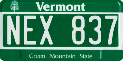 VT license plate NEX837