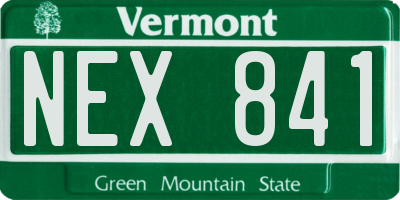 VT license plate NEX841
