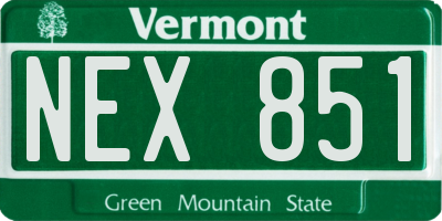 VT license plate NEX851