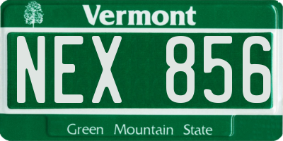 VT license plate NEX856