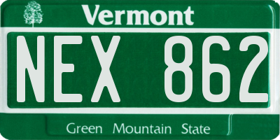 VT license plate NEX862